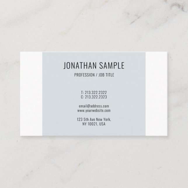 Blue White Design Template Modern Professional Business Card (Front)