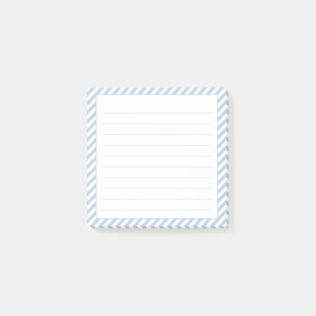 Blue & White Diagonal Stripe Lined Sticky Notes (Front)