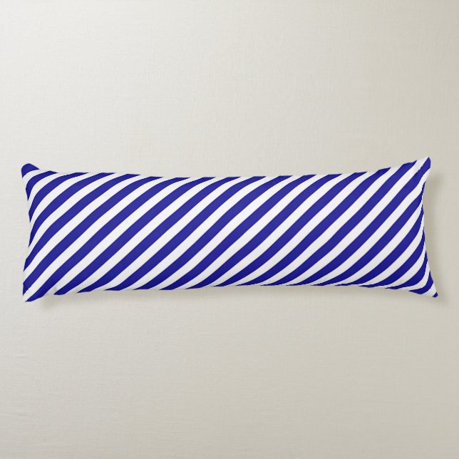Blue + White Diagonal Stripes   Body Cushion (Back)