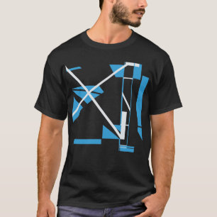Blue White Diagonal X Geometric Abstract MCM Look  T-Shirt