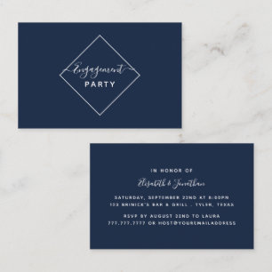 Blue & White Diamond Engagement Party Ticket
