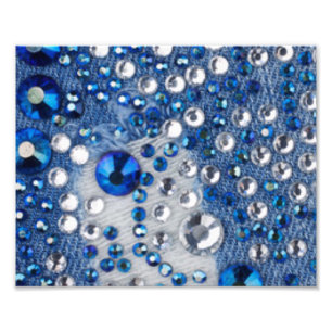 Blue & White Diamonds Blue Jean Pattern Design Photo Print