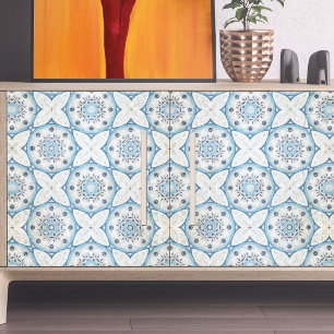 Blue White Distressed Cracked Stone-Look Mosaic Tissue Paper