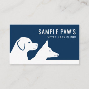 Blue & White Dog Silhouettes Veterinary Clinic Business Card