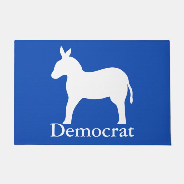 Blue White Donkey Democrat Custom Doormat (Front)