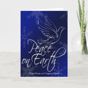 Blue White Dove, Peace on Earth Christmas Holiday Card