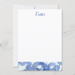 Blue & White Dragon Stationery Invitation