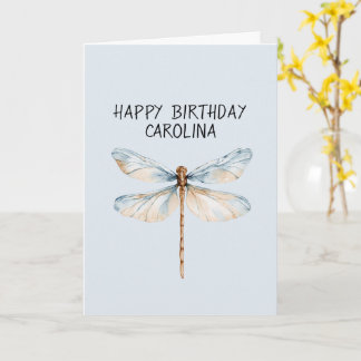Blue White Dream Dragonfly Birthday Card