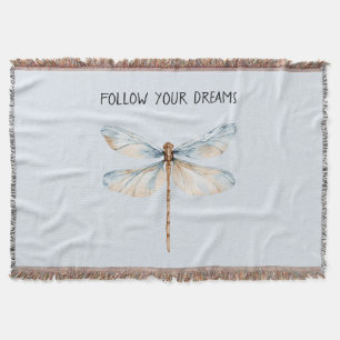 Blue White Dream Dragonfly Birthday Throw Blanket