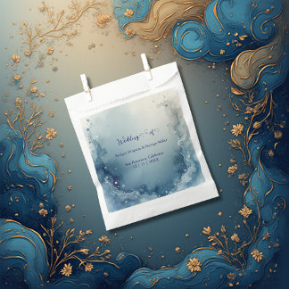 blue white Dreamy coastal marble ink wedding Favour Bags