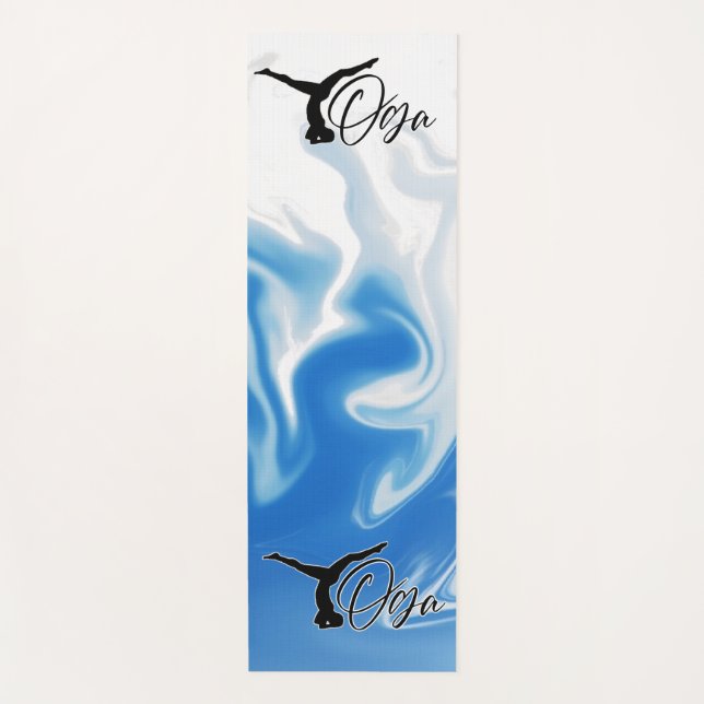 Blue-white eddy yoga starch mat (Front)