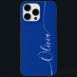 Blue White Elegant Calligraphy Script Name iPhone 16 Pro Max Case<br><div class="desc">Blue White Elegant Calligraphy Script Custom Personalised Name iPhone 16 Pro Max Smart Phone Cases features a modern and trendy simple and stylish design with your personalised name in elegant hand written calligraphy script typography on a blue background. Designed by ©Evco Studio www.zazzle.com/store/evcostudio</div>