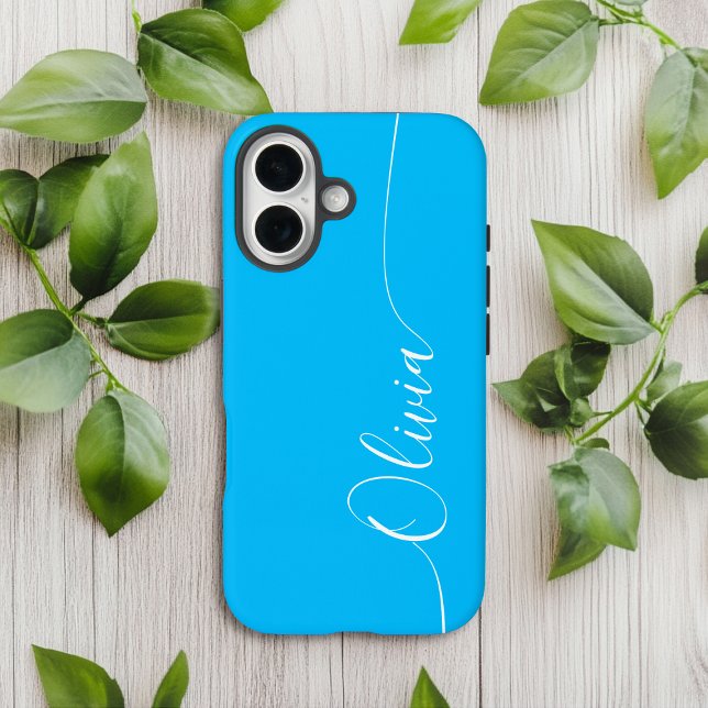 Blue White Elegant Calligraphy Script Name Case-Mate iPhone Case (Creator Uploaded)