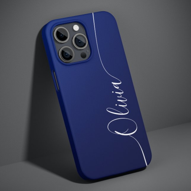 Blue White Elegant Calligraphy Script Name Case-Mate iPhone Case (Creator Uploaded)