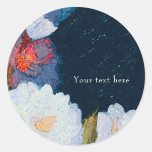 Blue & White Elegant Modern Chic Floral Favour Classic Round Sticker