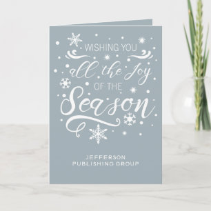 Blue White Elegant Modern Company Holiday Card