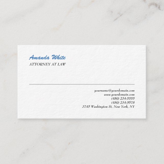 Blue White Elegant Plain Professional Minimalist Business Card (Front)