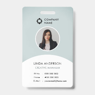 Blue White Employee Photo ID Company Logo Cool Badge
