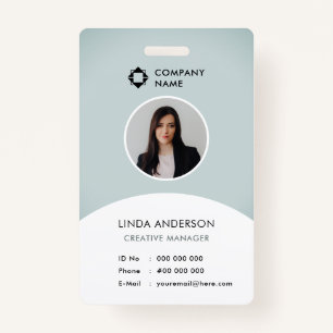 Blue White Employee Photo ID Company Logo Cool ID Badge