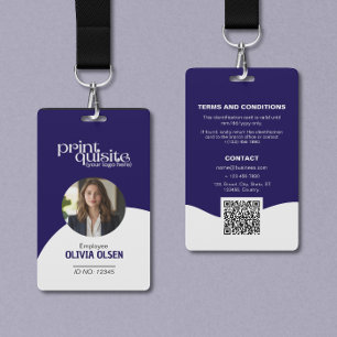Blue White Event/Business ID Card—Work Staff QR  Badge