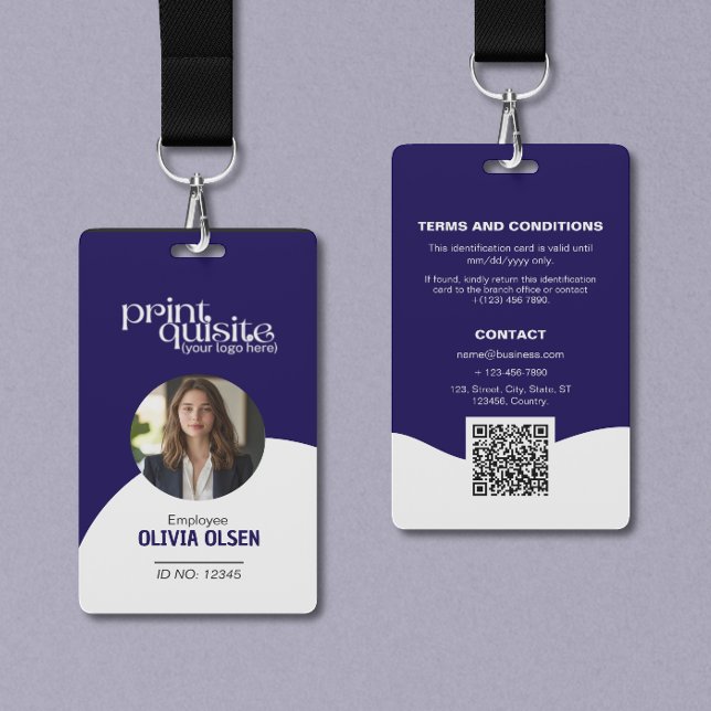 Blue White Event/Business ID Card—Work Staff QR  ID Badge (Creator Uploaded)