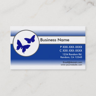Blue white fade butterflies business cards