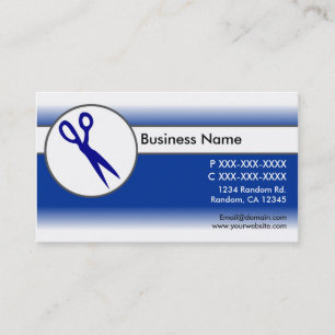 Blue white fade scissors business cards