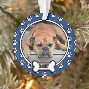 Blue White Family Pet Memorial Photo Frame Acrylic Ornament