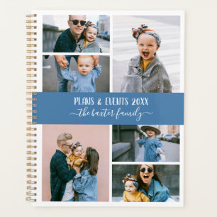Blue White Family Photo Collage Planner