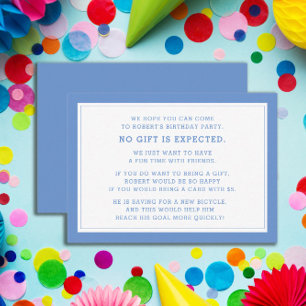 Blue White Fiver 5 Dollar Birthday Party Enclosure Card