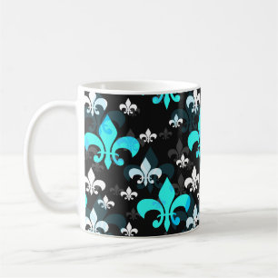 Blue White Fleur De Lis Coffee Mug