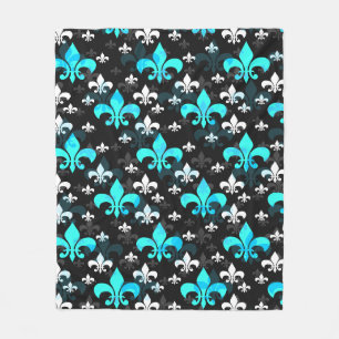 Blue White Fleur De Lis Fleece Blanket