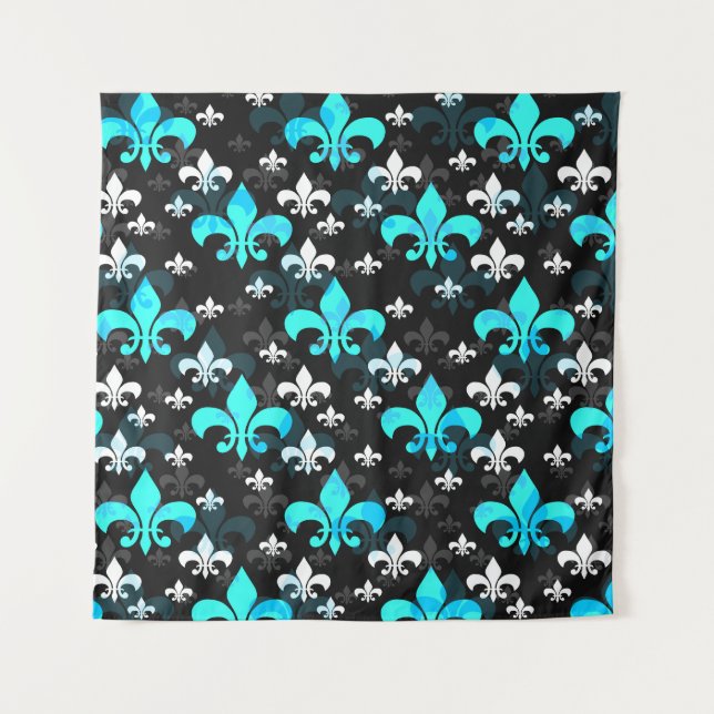 Blue White Fleur De Lis  Tapestry (Front)
