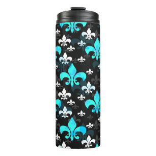 Blue White Fleur De Lis Thermal Tumbler