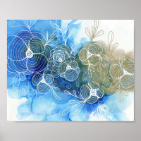 Blue White Floral Abstract 71
