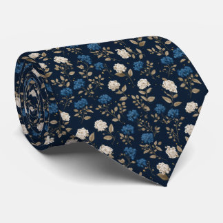Blue White Floral Botanical Wedding Groom Gift Him Tie