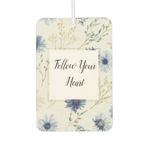 Blue White Floral Car Air Freshener