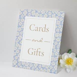 Blue & White Floral Cards & Gifts Event Wedding Pedestal Sign