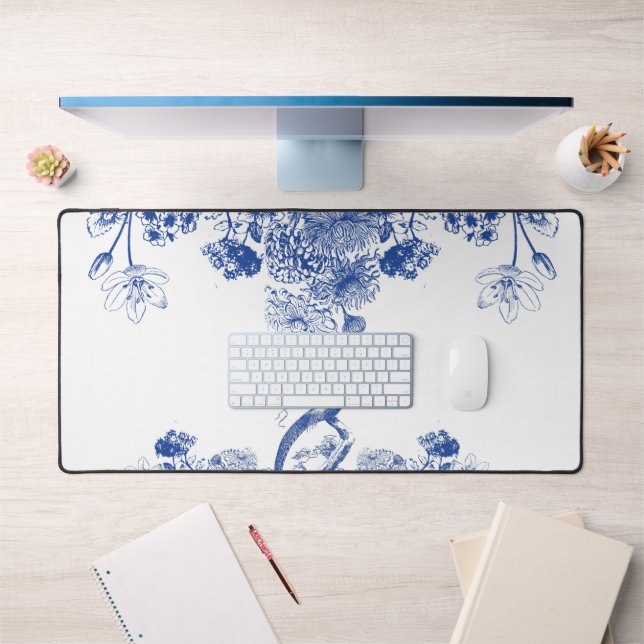Blue & White Floral China Pattern Ming Vase Desk Mat (Office 1)