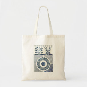 Blue White Floral Chinese Round Tote Bag