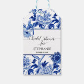 Blue White Floral Chinoiserie Bird Thank You Gift Tags (Front)