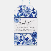 Blue White Floral Chinoiserie Bird Thank You Gift Tags (Back)
