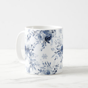 Blue White Floral Coffee Mug