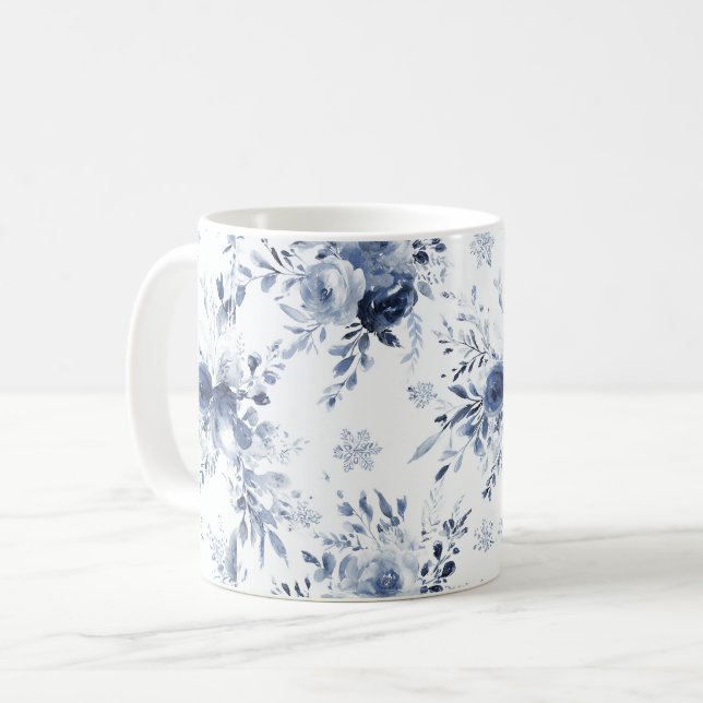 Blue White Floral   Coffee Mug (Front Left)