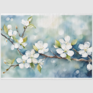 Blue & White Floral Decoupage Tissue Paper