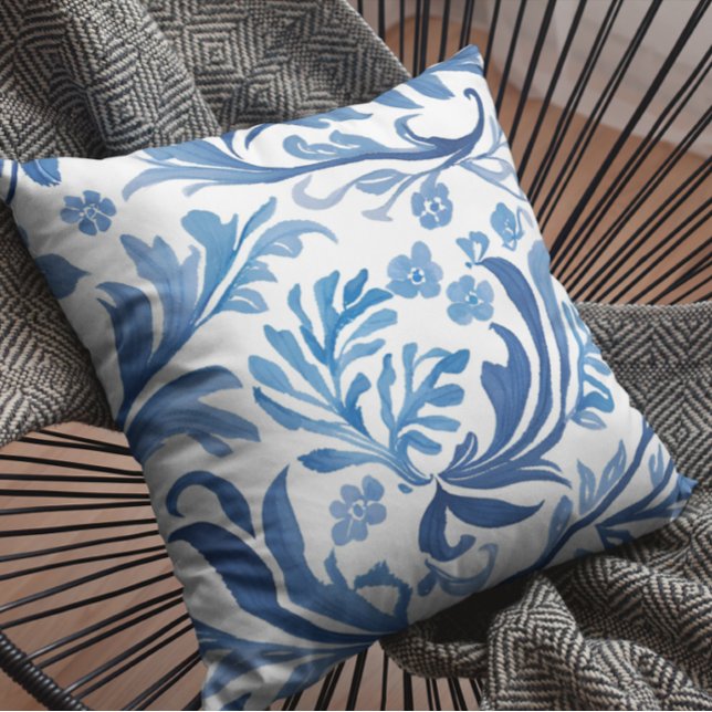 Blue & White Floral Design | Chinoiserie Pattern Cushion (Creator Uploaded)