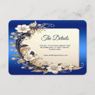 Blue White Floral Embellishment Detail Enclosure Card