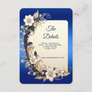 Blue White Floral Embellishment Detail Enclosure Card