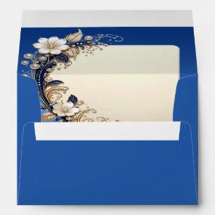 Blue White Floral Embellishment Envelope