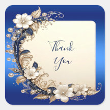 Blue White Floral Embellishment Sticker